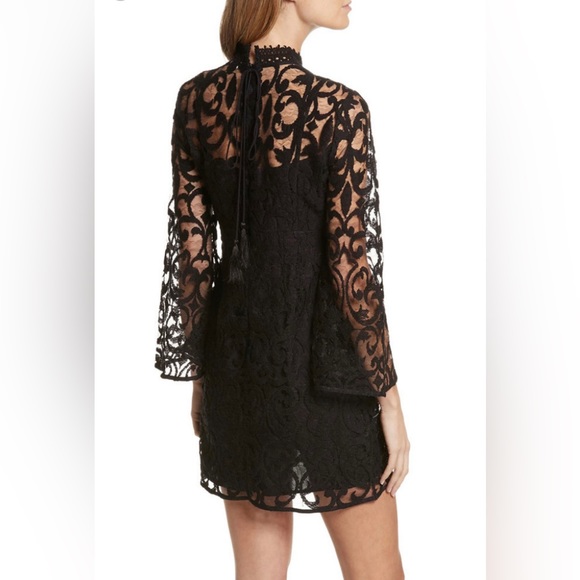 💥😍FREE PEOPLE NORTH STAR BLACK DRESS~ SEQUENCE,LACE, BELL SLEEVES = SEXY & HOT - Picture 3 of 9